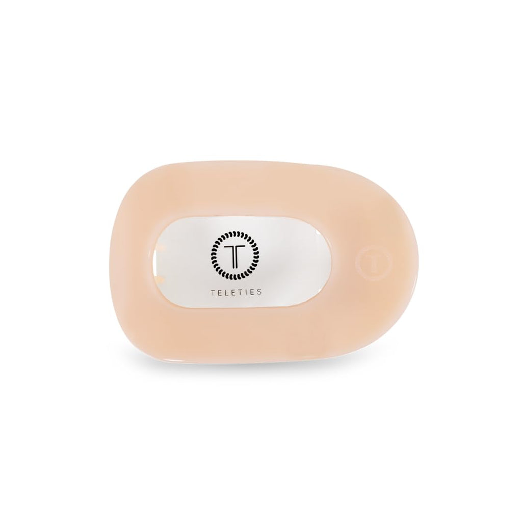 TELETIES - Medium Flat Round Clip - Strong Grip, Bendable Teeth, Comfortable Curved Design - For Lying Down, Yoga, Driving & More - Ideal for Medium-Thick Hair - For All Hair Textures - Tortoise