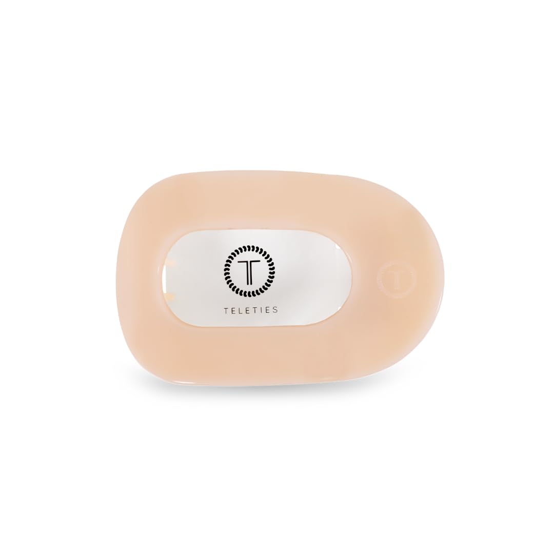TELETIES - Medium Flat Round Clip - Strong Grip, Bendable Teeth, Comfortable Curved Design - For Lying Down, Yoga, Driving & More - Ideal for Medium-Thick Hair - For All Hair Textures - Tortoise