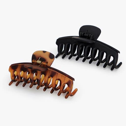 Kitsch Large Hair Clips For Women - Black & Tortoise, 2pcs