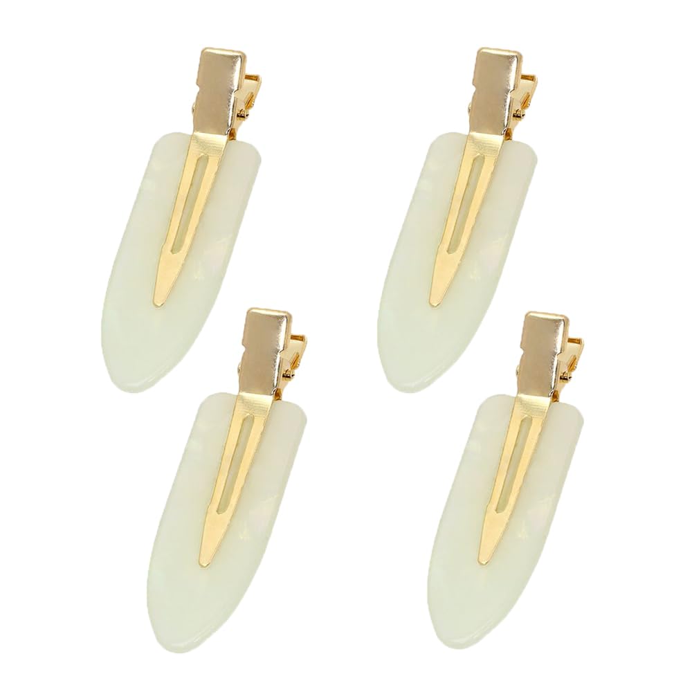 Mini Skater Small Hair Clips 2.36inch No Crease Hair Pins No Bend Cute Barrettes Accessories for Women Thin Curly Fine Hair Styling Sectioning, Pack of 4 (Milk White)
