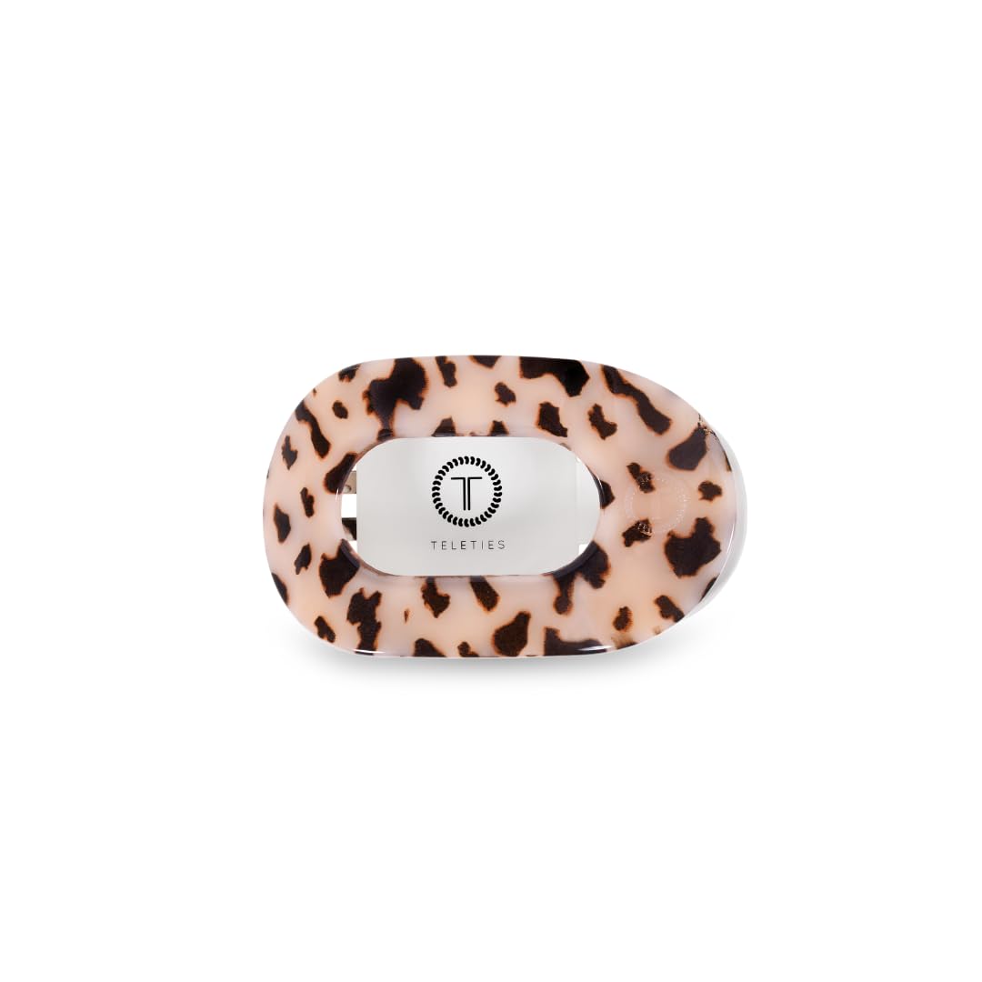 TELETIES - Medium Flat Round Clip - Strong Grip, Bendable Teeth, Comfortable Curved Design - For Lying Down, Yoga, Driving & More - Ideal for Medium-Thick Hair - For All Hair Textures - Tortoise