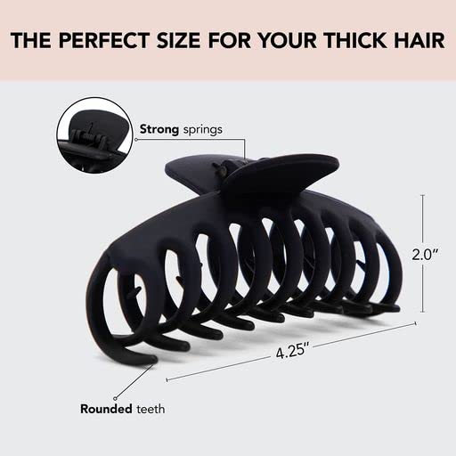 Kitsch Large Hair Clips For Women - Black & Tortoise, 2pcs