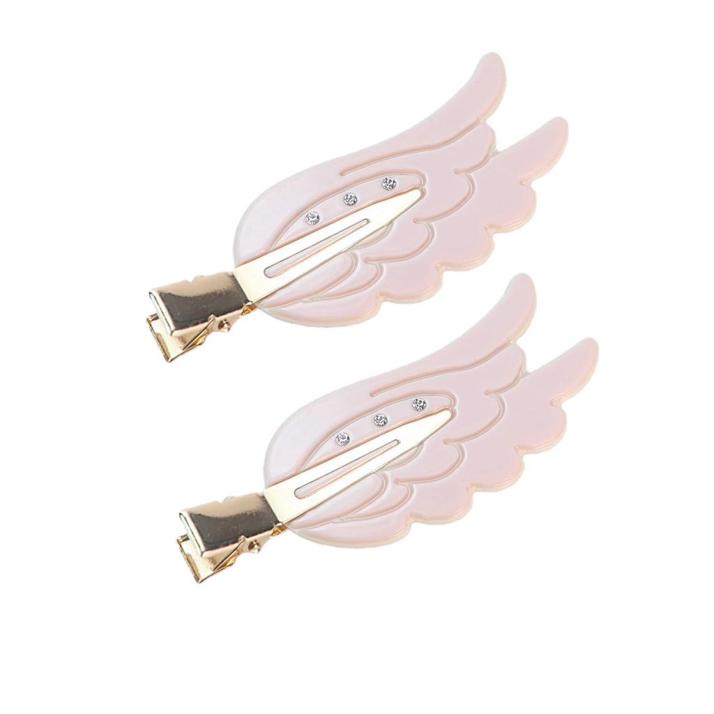 2 Piece Angel Wing Hair Clips with Rhinestones Pink Creaseless Hair Clips for Women Cute Wing Hairpins Kawaii Cartoon Barrettes Cute Y2K Makeup Accessories