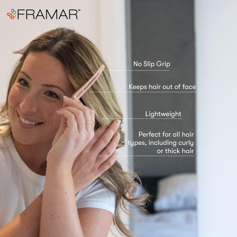 FRAMAR Neutral Creaseless Hair Clips, Hair Styling Clips - 10 Pack
