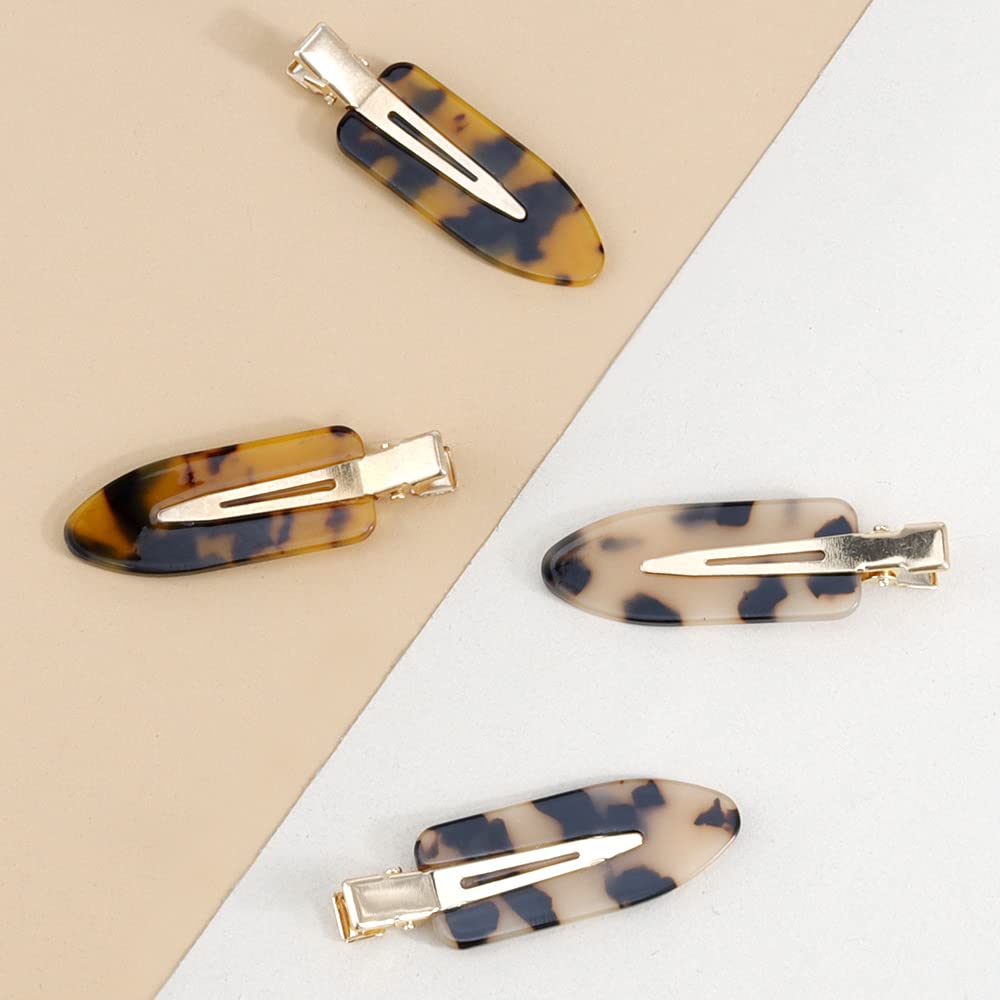 Canitor No Bend Hair Clips - Women's Resin Flat Tortoise Shell Clips for Hairstyling, Makeup, and Salon (4Pcs)