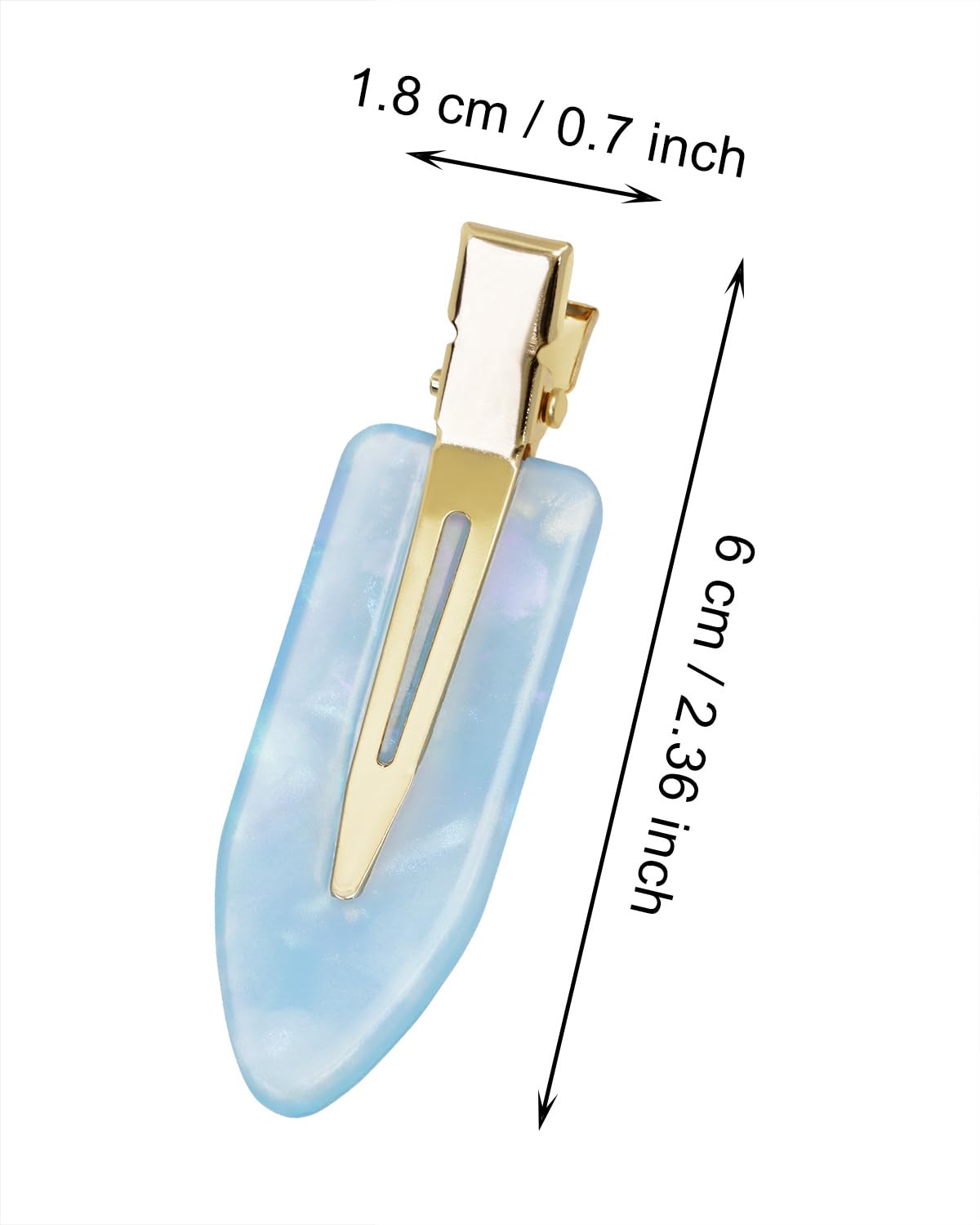 Mini Skater 2.36" Creaseless Hair Clips No Bend Resin Styling Duckbill Hair Barrettes No Crease Flat Clip for Women Hairstyle Bangs Waves Makeup Stylish Hairs Accessories, 2PCS (Blue)