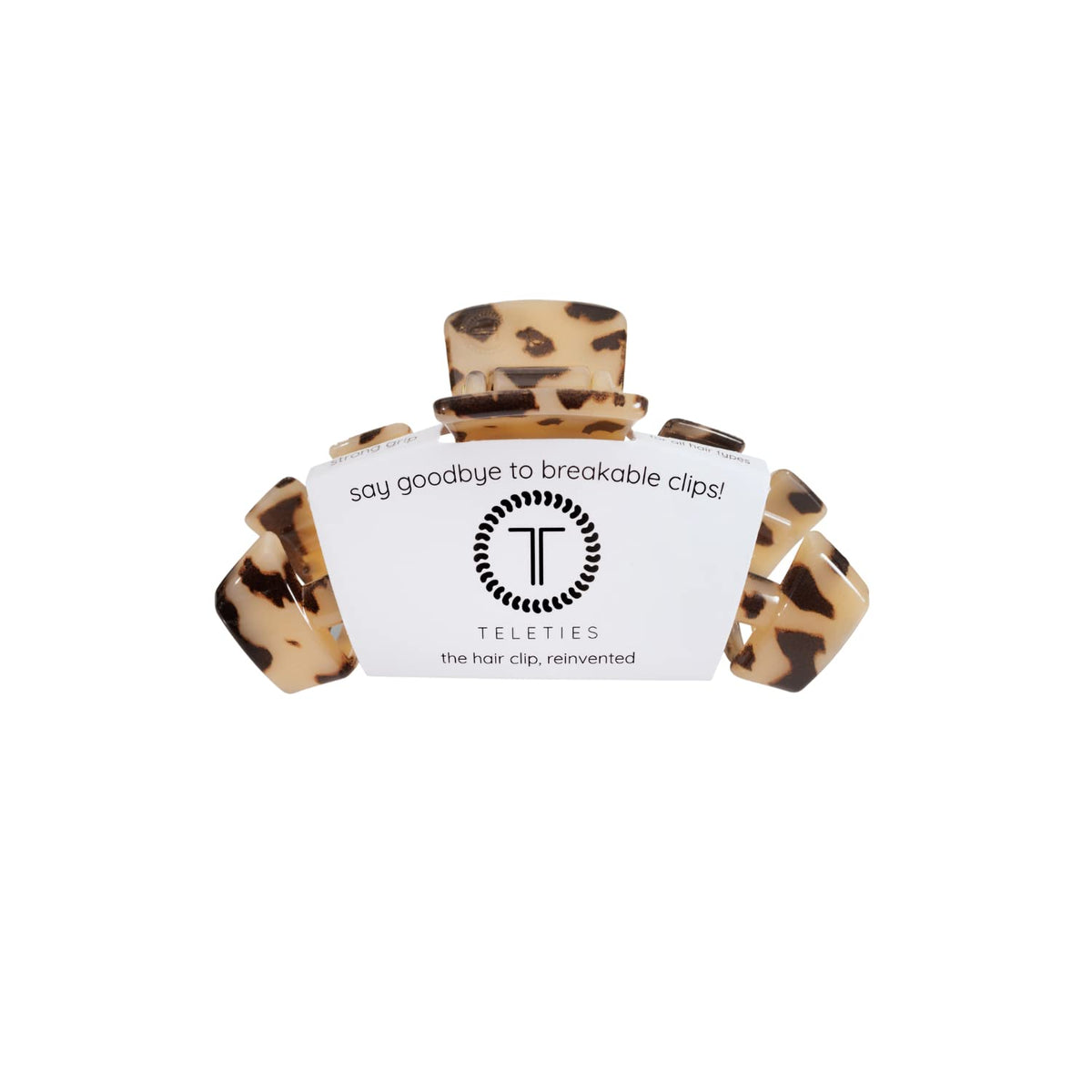 TELETIES - Medium Hair Clip - Strong Grip, Bendable Teeth, Comfortable Curved Design - Ideal for Medium-Thick Hair - For All Hair Textures - Coconut White