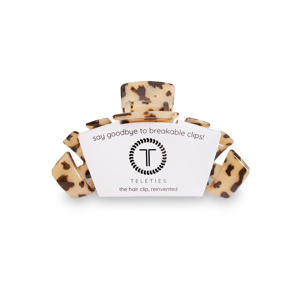 TELETIES - Large Hair Clip - Strong Grip, Bendable Teeth, Comfortable Curved Design - Ideal for Thick Hair - For All Hair Textures - Tortoise