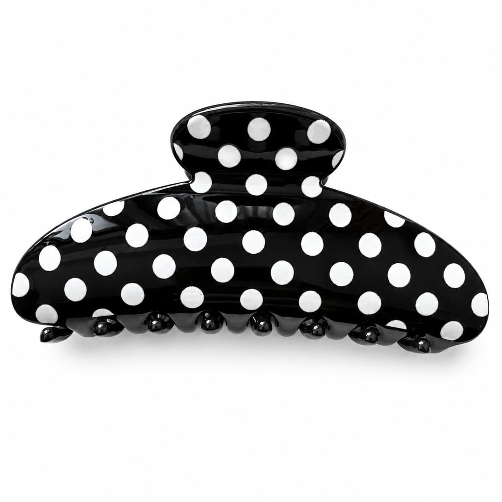 Claw Clips for Thick Hair | Polka Dot All Styles | Secure Grip, White, 1 Pack