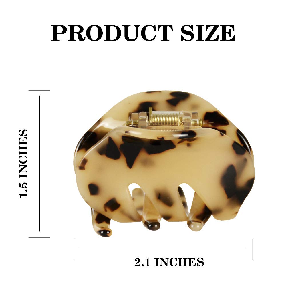 4 Pack 2.1 Inch Hair Claw Clips Tortoise Shell Cellulose Acetate Resin Hair Barrettes Medium French Design Hair Jaw Leopard Print Fashion Hair Styling Accessories for Women Girls