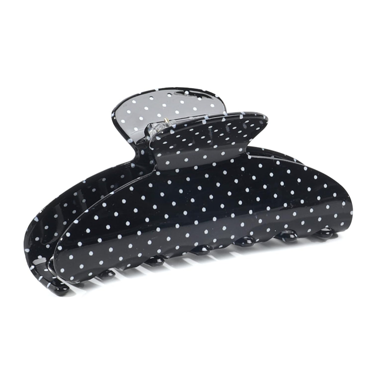 2 Acetate Hair Claw Clip for Women, 3.8-Inch Black and White Polka Dot Big Hair Clips Strong Hold No Slip Claw Clips for Thick or Thin Hair