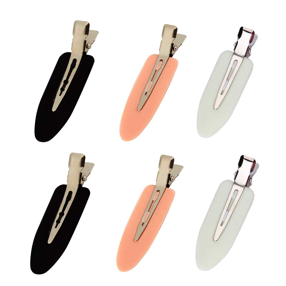 6 Pieces No Bend Hair Clips, No Crease Hair Clip for Hairstyling, Makeup Clips for Women and Girls (Black)