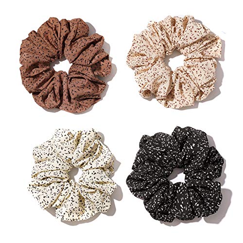 Large satin Scrunchies XL Silk Oversized Scrunchie for Thick long Hair Scrunchy Bobbles Hair Ties Jumbo for Women Girls (BW DOT)
