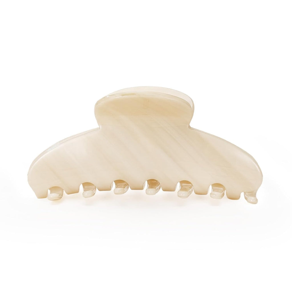 4.3 Inch Large Claw Clip for Thin Hair & Thick Half Ups, Cute Acetate French Hair Clips for Women, Non-Slip Secure Updos & Chic Daily Styles, Cream White