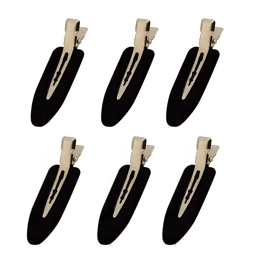 6 Pieces No Bend Hair Clips, No Crease Hair Clip for Hairstyling, Makeup Clips for Women and Girls (Black)