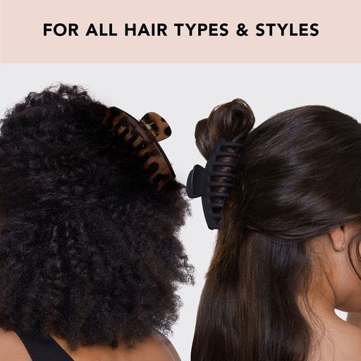 Kitsch Large Hair Clips For Women - Black & Tortoise, 2pcs