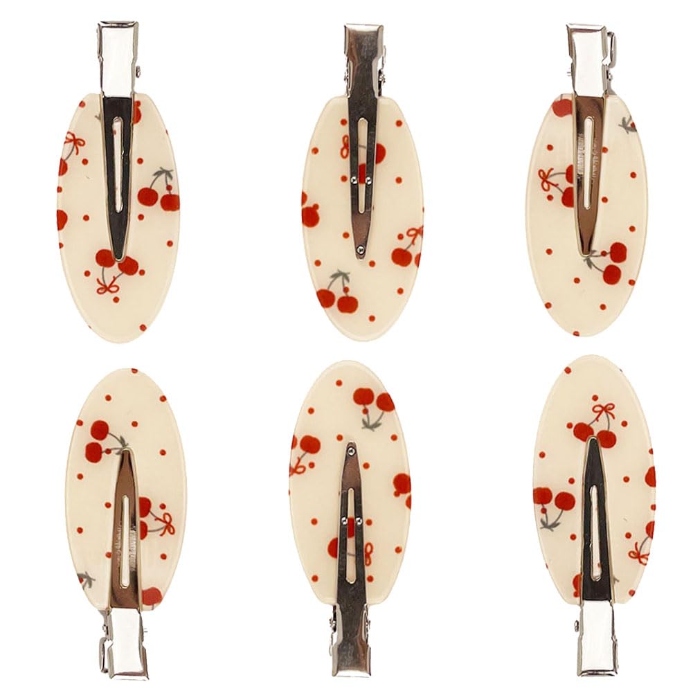 6PCS Creaseless Hair Clips for Women, Cherry No Bend Hair Clip No Crease Recycled Acrylic Barrette Tool for Hairstyle Makeup Face Wash (Terrazzo)