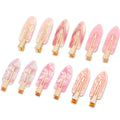 Creaseless Flat Hair Clips No Crease for Women, Non‑Slip No‑Bend Styling Clips for Makeup, Pink, 12 PCS