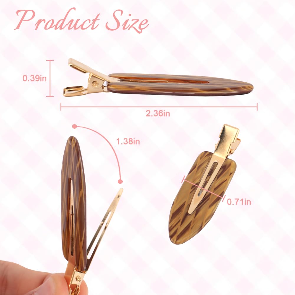 12 Pcs Acrylic No Crease Hair Clips for Women Girls No bend Acrylic Hair Clip for HairStyling Skincare Flat Creaseless Hair Clips for Women Makeup Accessories(White Gold)