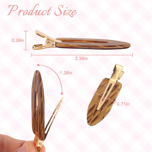 12 Pcs Acrylic No Crease Hair Clips for Women Girls No bend Acrylic Hair Clip for HairStyling Skincare Flat Creaseless Hair Clips for Women Makeup Accessories(White Gold)
