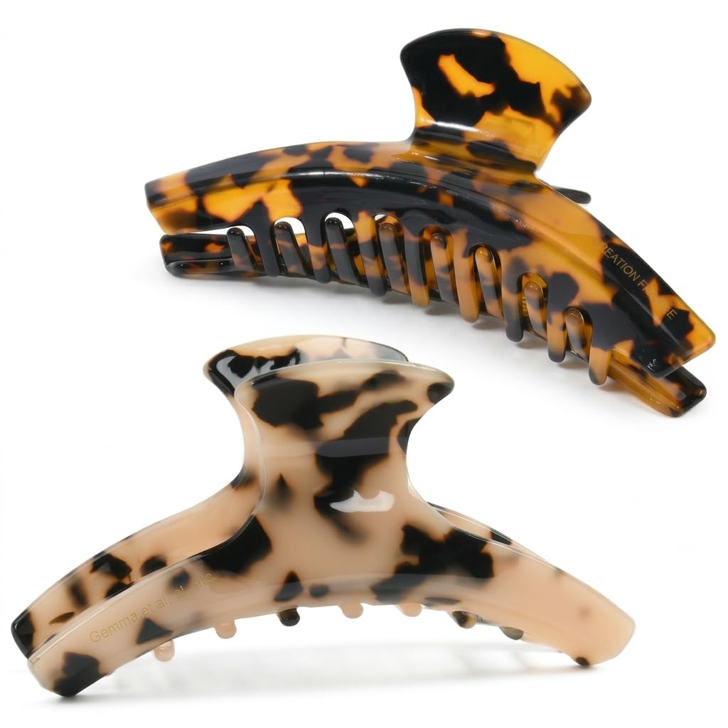 2PCS Hair Claw Banana Clips tortoise Barrettes Celluloid French Design Barrettes celluloid Leopard print Large Fashion Accessories for Women Girls