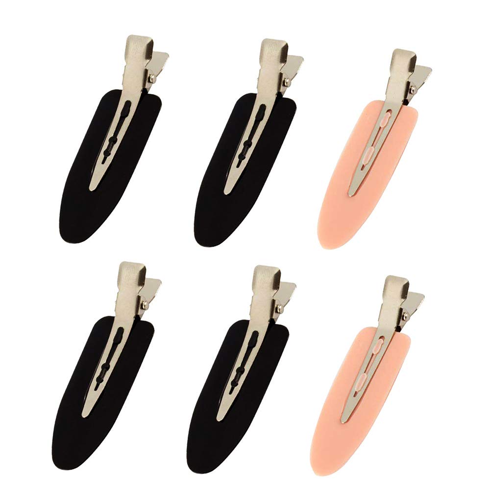 6 Pieces No Bend Hair Clips, No Crease Hair Clip for Hairstyling, Makeup Clips for Women and Girls (Black)