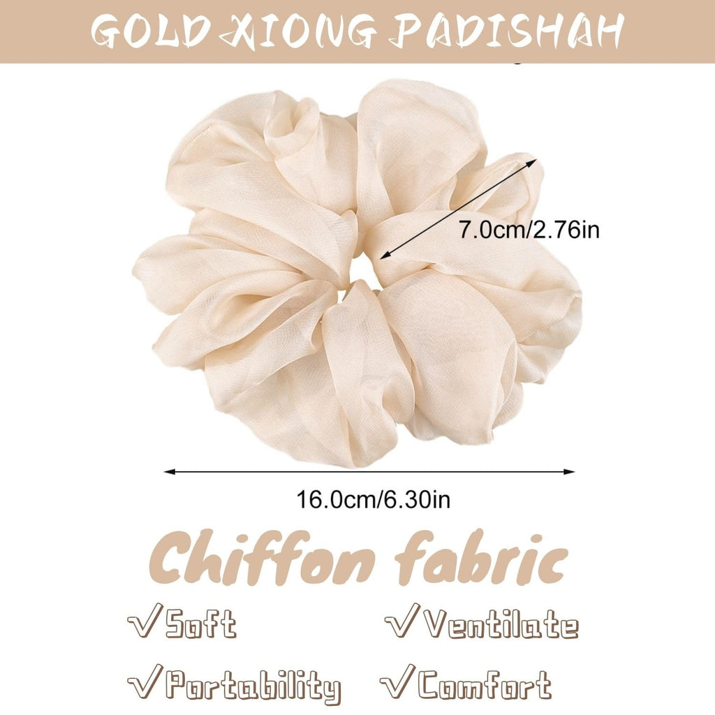 Cute Large Big Oversized Scrunchies for Women: Jumbo Chiffon Hair Ties for Sleeping, No Damage Hair Accessories for Thick Hair (6PCS)