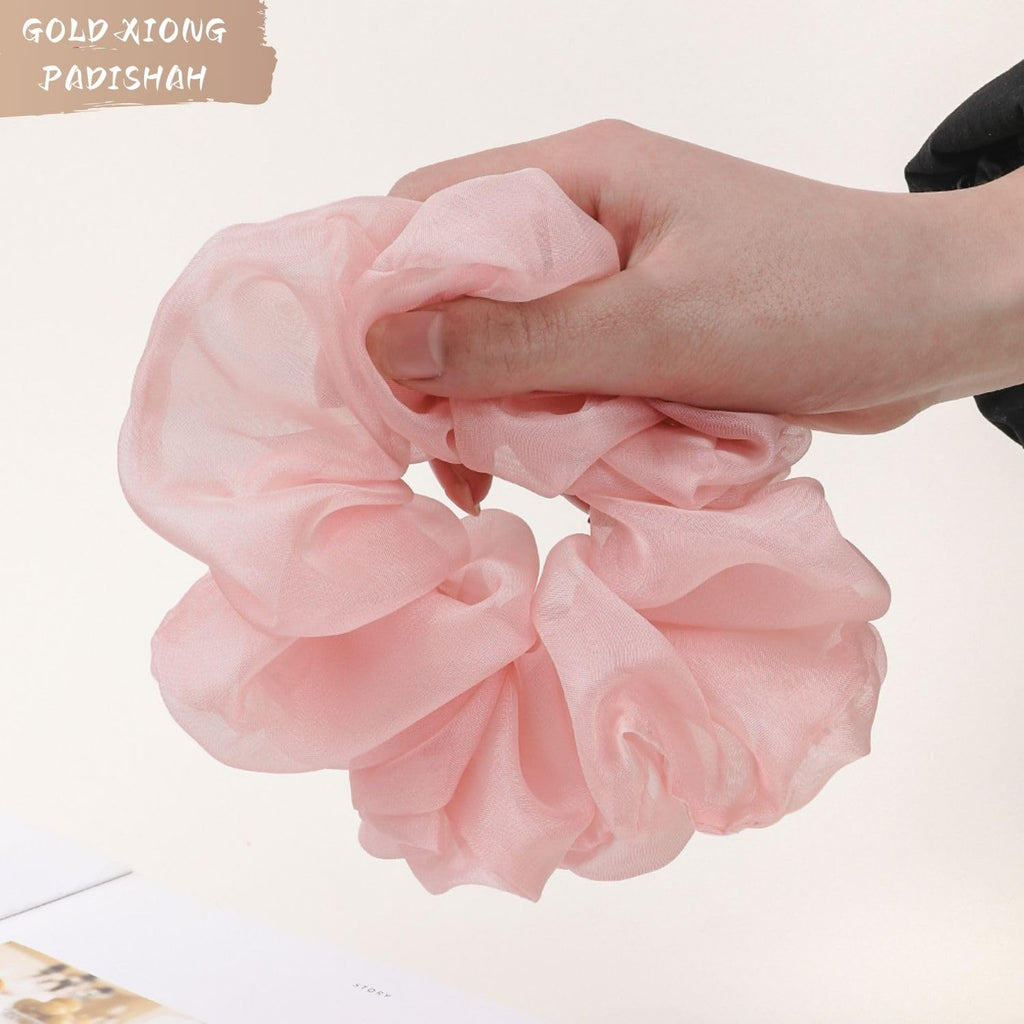 Cute Large Big Oversized Scrunchies for Women: Jumbo Chiffon Hair Ties for Sleeping, No Damage Hair Accessories for Thick Hair (6PCS)