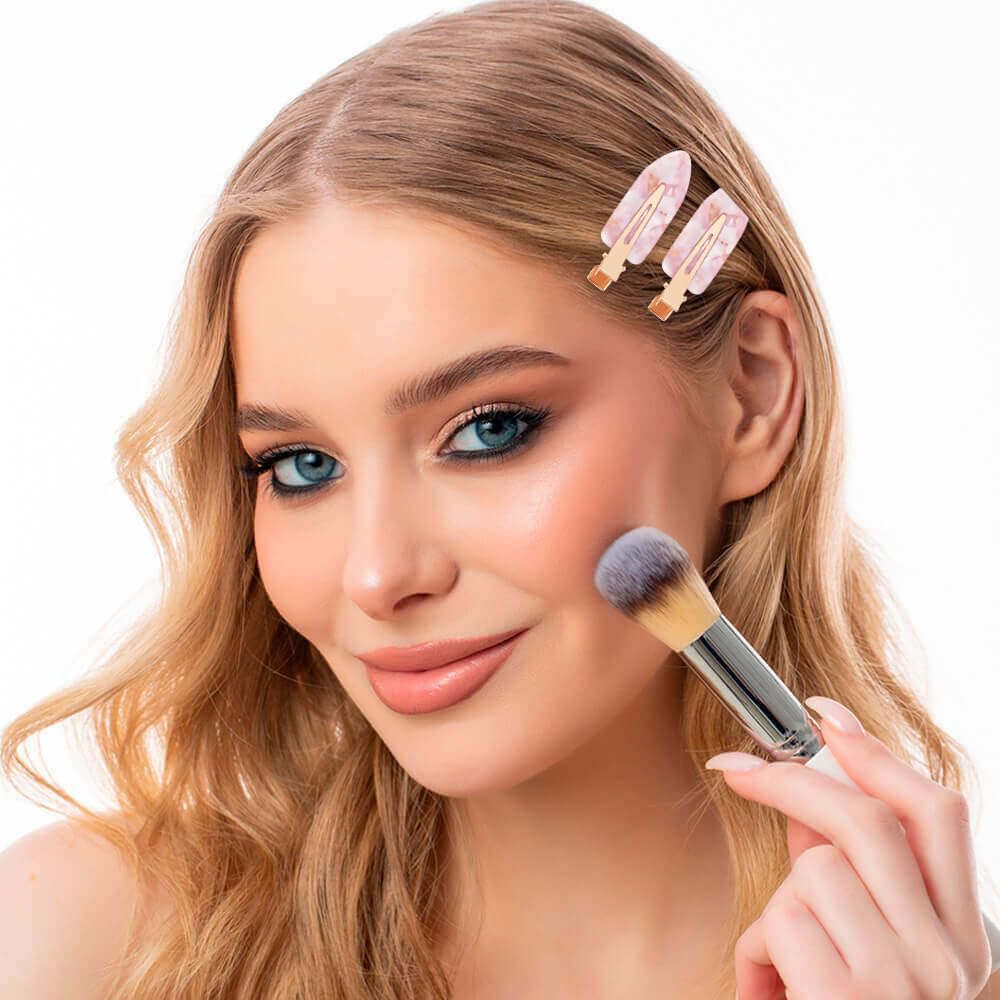 Creaseless Flat Hair Clips No Crease for Women, Non‑Slip No‑Bend Styling Clips for Makeup, Pink, 12 PCS