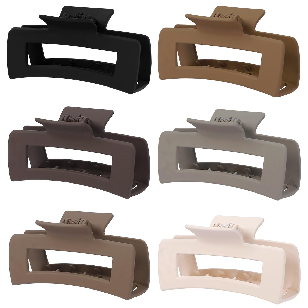 Sisiaipu 4 Inch Big Hair Claw Clips 6 Pcs Large Claw for Thick Hair Square Hair Clips for Women Rectangle Hair Clips Nonslip Acrylic Banana Jaw Clips Hair Accessories for Girls (Amber)