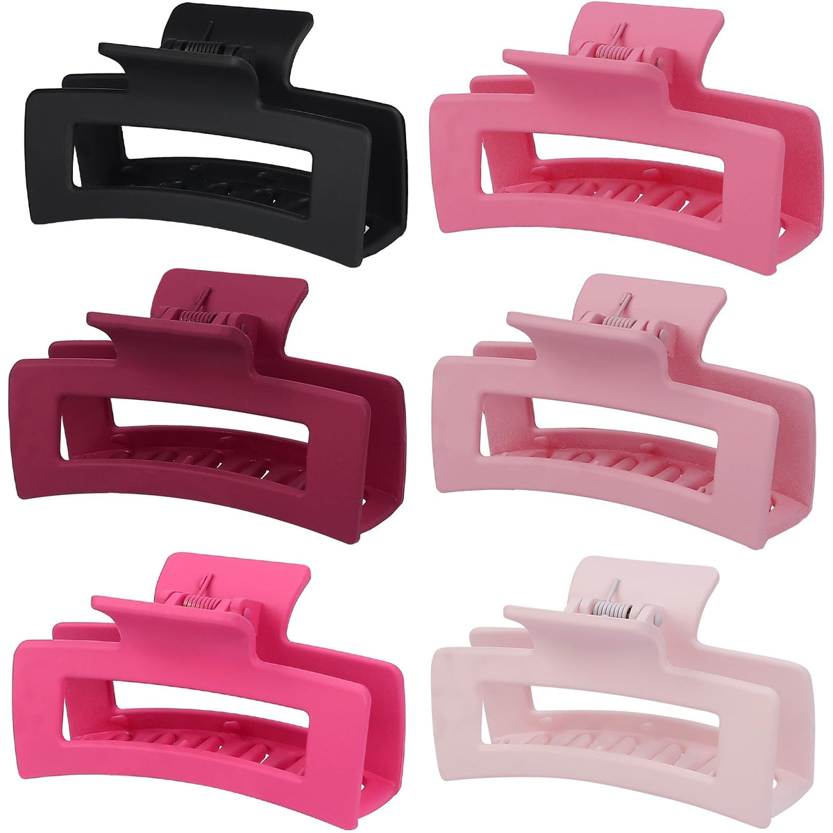 Sisiaipu 3.5 Inch Medium Hair Claw Clips 6 Pack Hair Clips for Women Square Rectangle Claw for Hair Banana Jaw Clips Hair Accessories for Girls (Pink Purple)