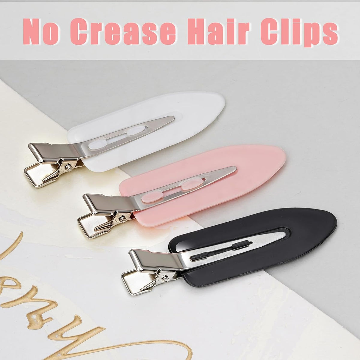 Wobe 24 Pcs Creaseless Hair Clips for Women Makeup, Black/Pink/White