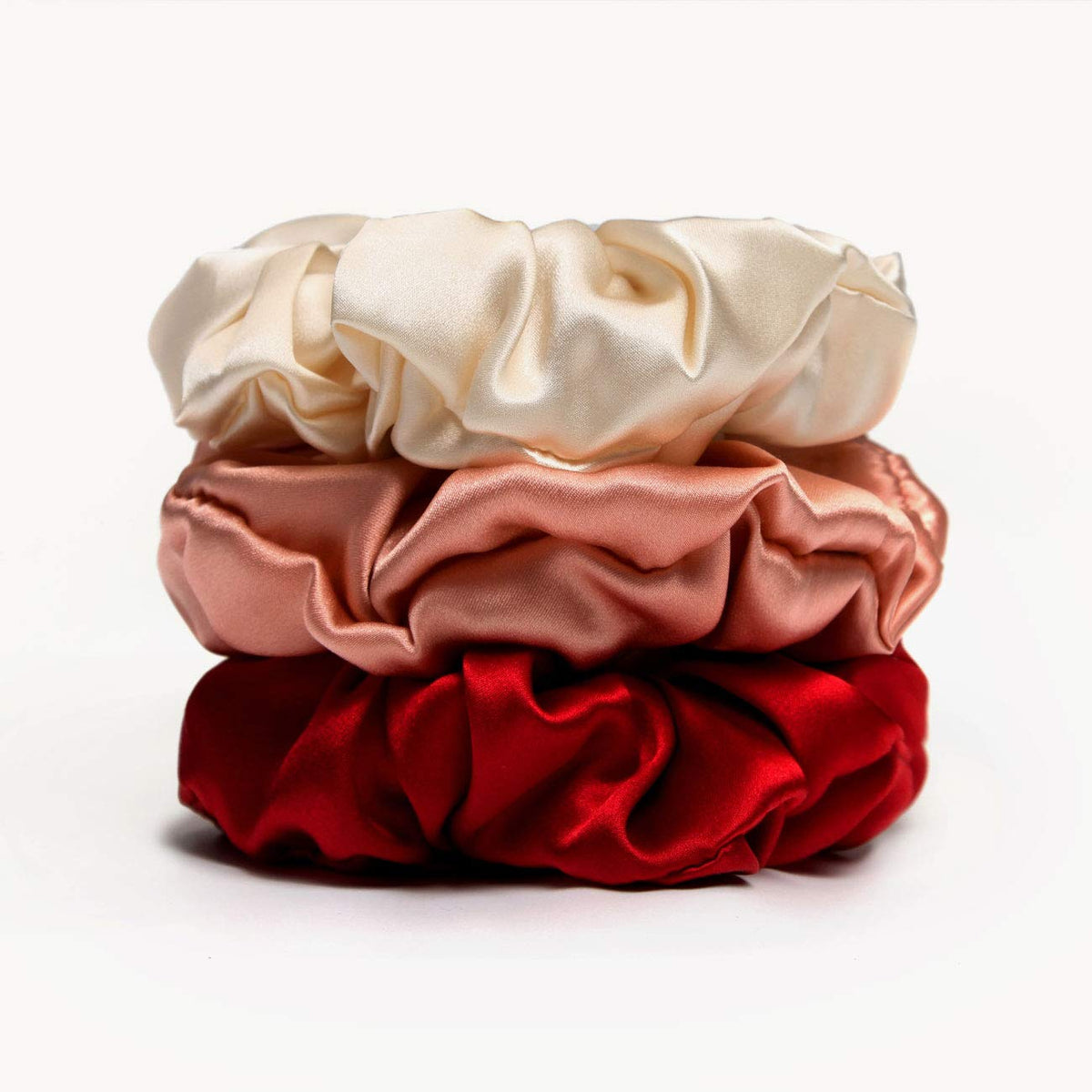 Michooyel 100% Mulberry Silk Scrunchies Hair Ties Elastic Band Scrunchy For Women Girls Curly Hair, No Damage, Ponytail Holder, 3 Pack, 4 cm