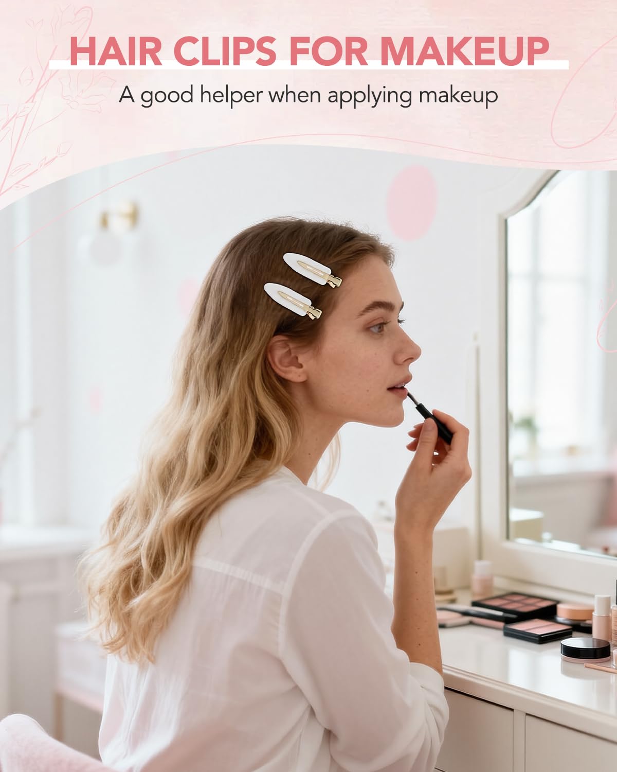 Amizo 6 Pcs Creaseless Flat Hair Clips for Makeup and Daily Beauty Routine