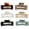 Hair Claw Clips 5 Inch Unbreakable Square Rectangle Clip Clamp Neutral Colors for Thick Curly Long Hair Women - 2 Pack