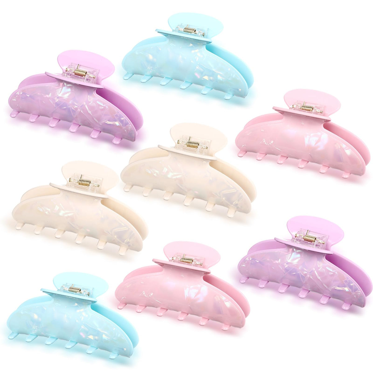8 Pcs Large Acrylic Hair Claw Clips,Ink Painting,Dusk Color