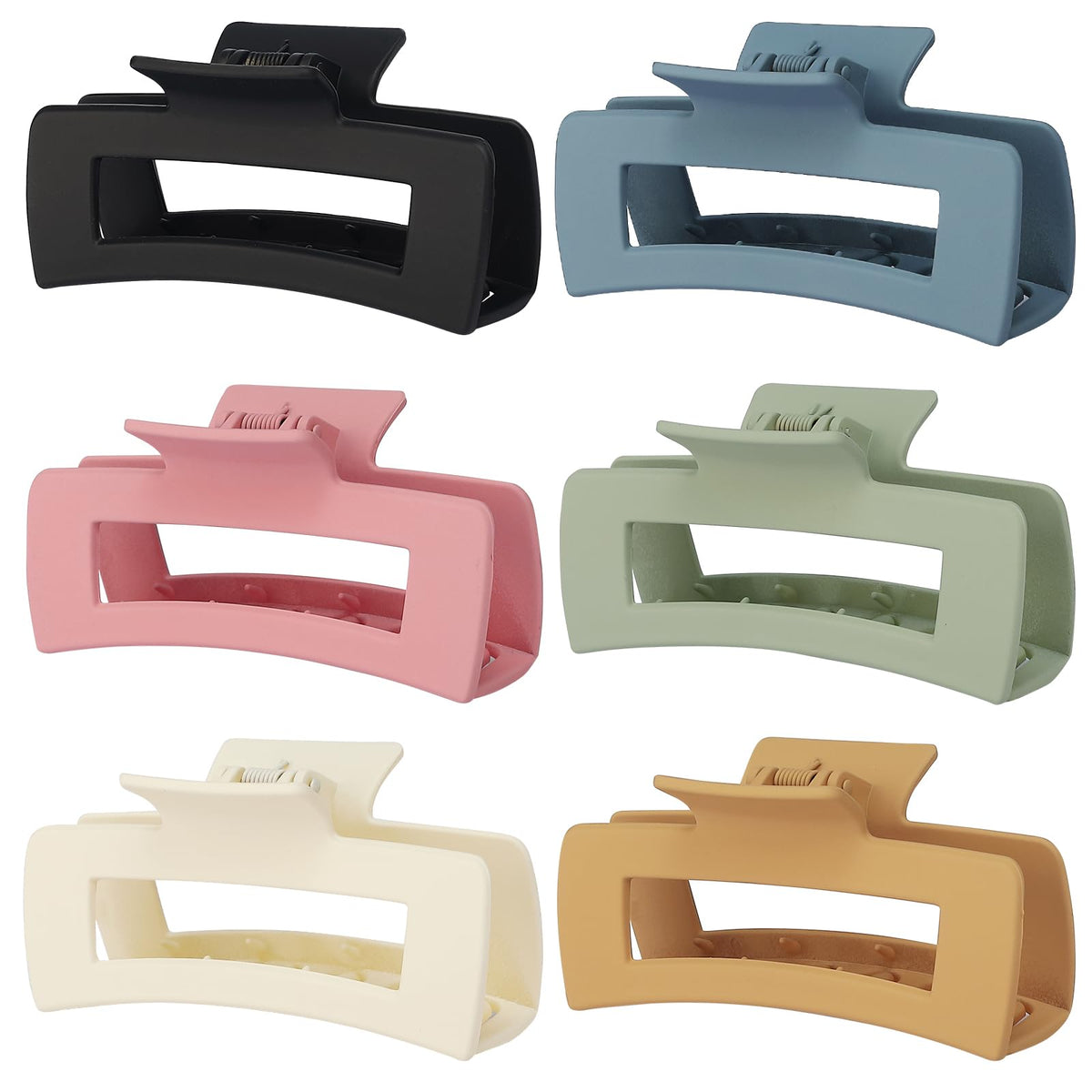 Sisiaipu 4 Inch Big Hair Claw Clips 6 Pcs Large Claw for Thick Hair Square Hair Clips for Women Rectangle Hair Clips Nonslip Acrylic Banana Jaw Clips Hair Accessories for Girls (Amber)