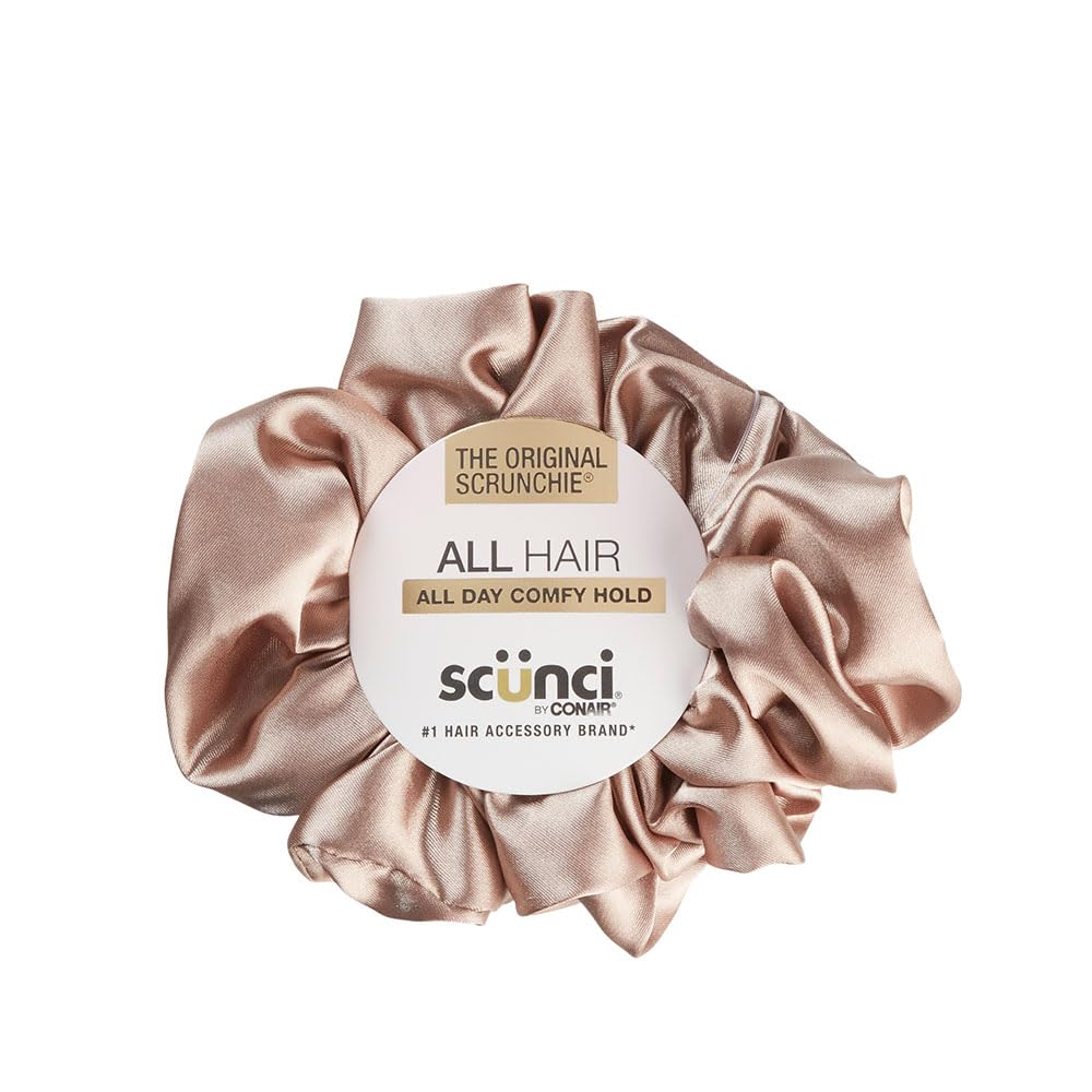 Scunci by Conair The Original Scrunchie hair accessories - hair accessories for women - hair ties - trendy hair accessories - Jumbo Size in Washable White Nylon Silk- 1 Count