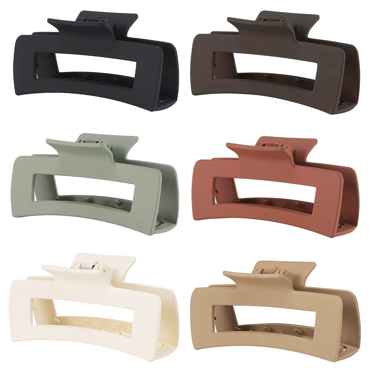 Sisiaipu 4 Inch Big Hair Claw Clips 6 Pcs Large Claw for Thick Hair Square Hair Clips for Women Rectangle Hair Clips Nonslip Acrylic Banana Jaw Clips Hair Accessories for Girls (Amber)