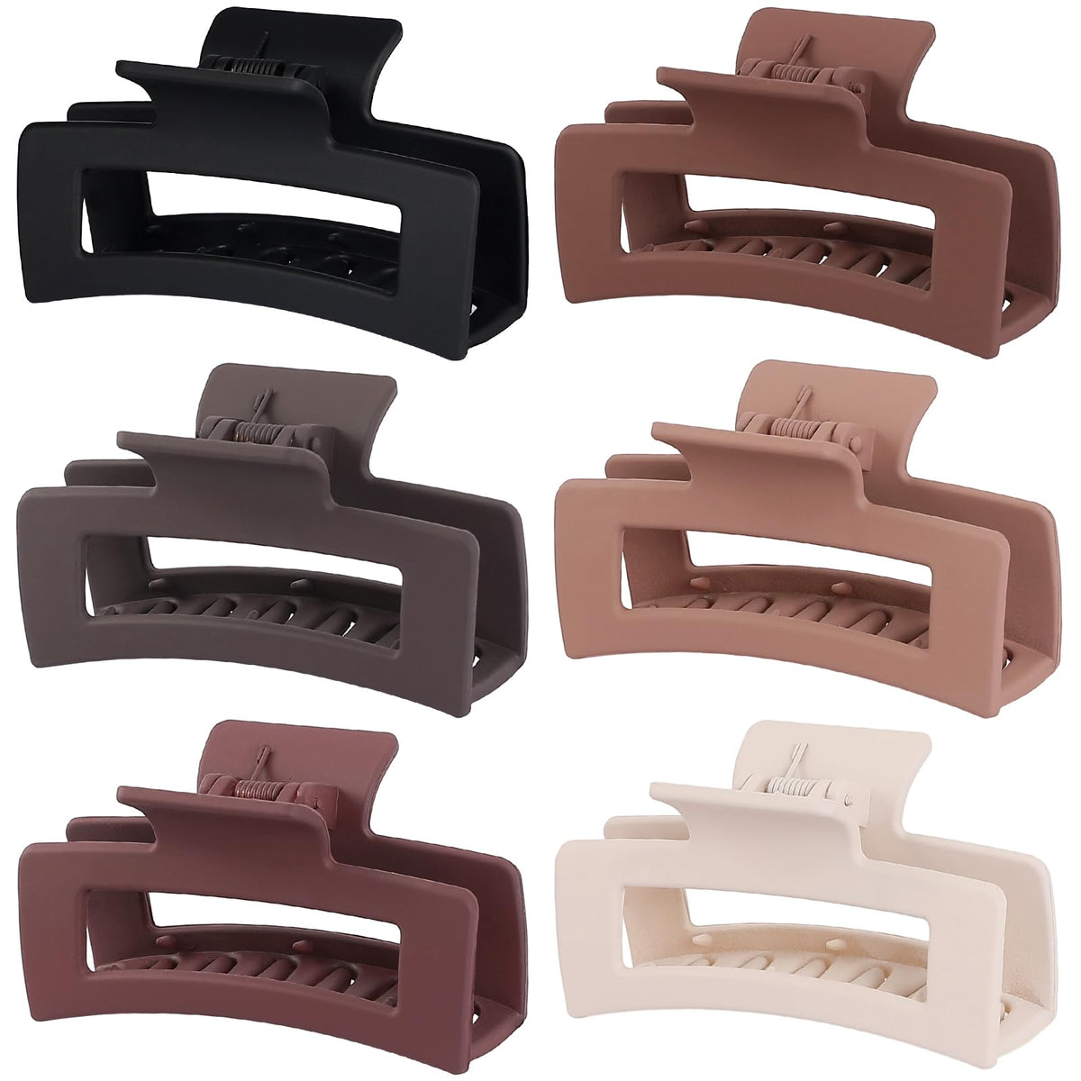 Sisiaipu 3.5 Inch Medium Hair Claw Clips 6 Pack Hair Clips for Women Square Rectangle Claw for Hair Banana Jaw Clips Hair Accessories for Girls (Pink Purple)