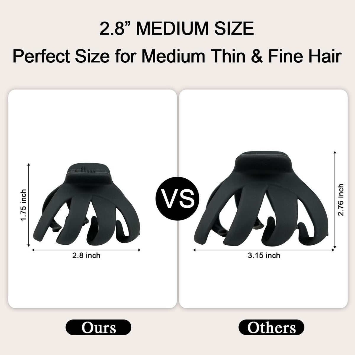 2.8 Inch Medium Octopus Hair Clips for Women, Matte Claw Clips for Thin Hair, Strong Hold Non-slip Spider Octopus Clip for Fine Hair Jaw Clips