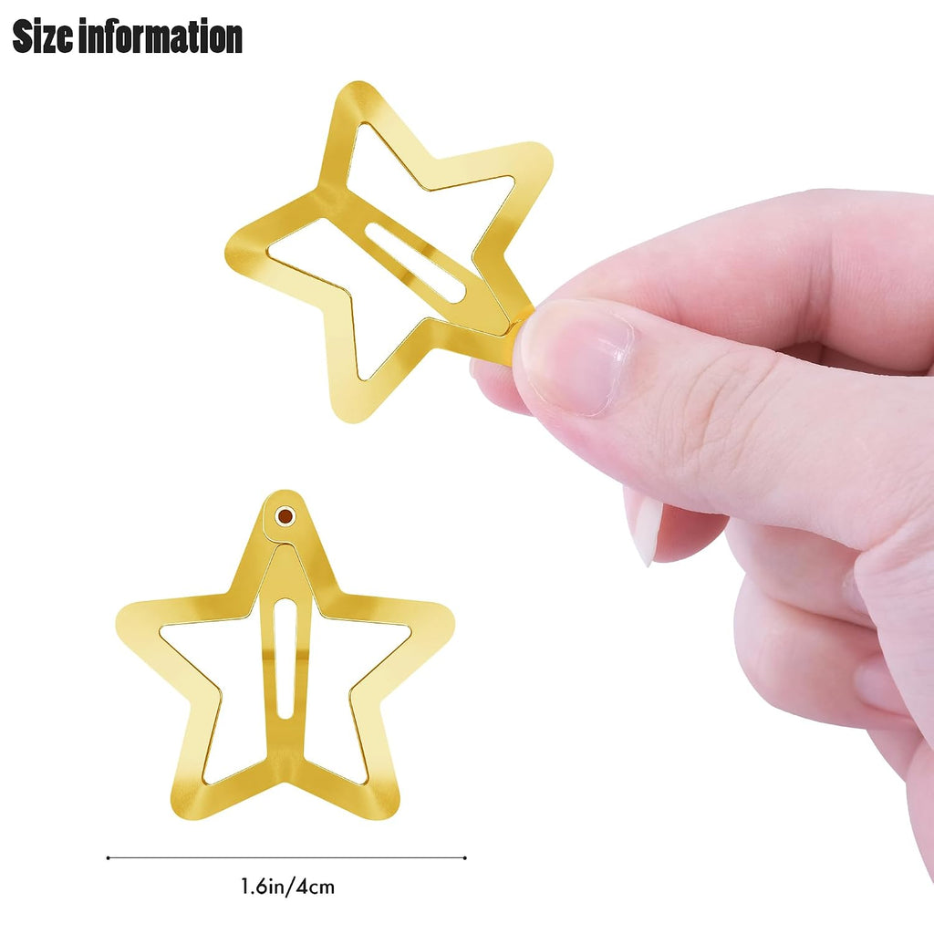 SAOROPEB Star Hair Clips 2000s Y2K Hair Accessories-15 PCS 1.57"-Gold
