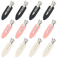 12 Pcs No Crease Hair Clips, No Bend Hair Clips, Flat Hair Barrettes Alligator Duck Billed Clips for Women Girls Styling Sectioning Makeup Bangs Curl Accessories Salon Hairstyle Pink, White, Black