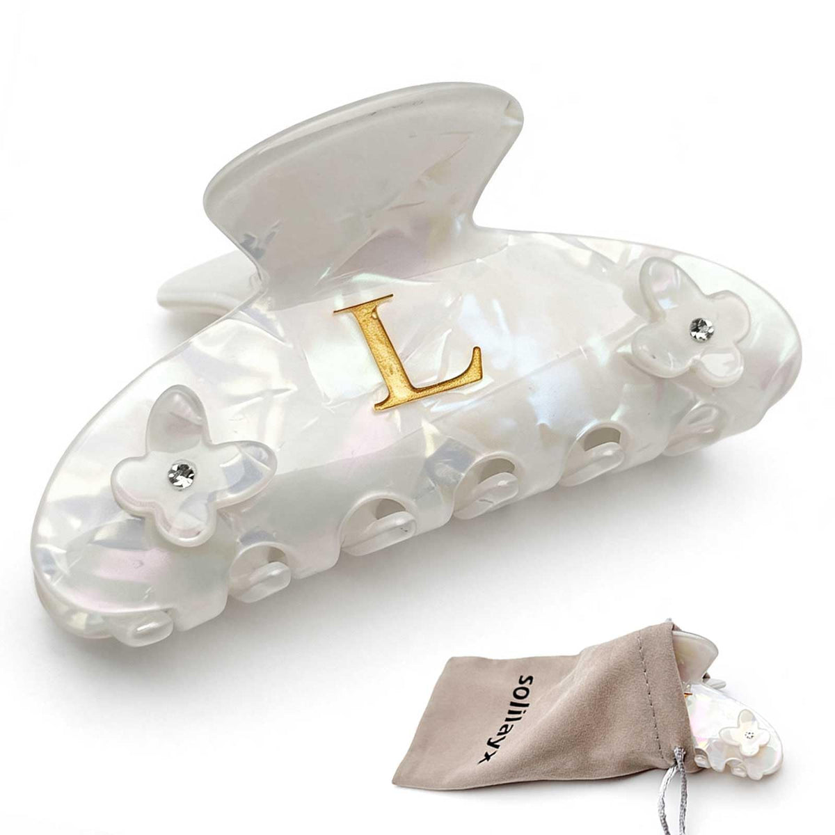 Butterfly Letter M Hair Clips, Personalized Initial Hair Claw for Medium Hair, Strong Acetate Barrettes, Trendy Fashion Accessories Gifts for Women Teen Girls