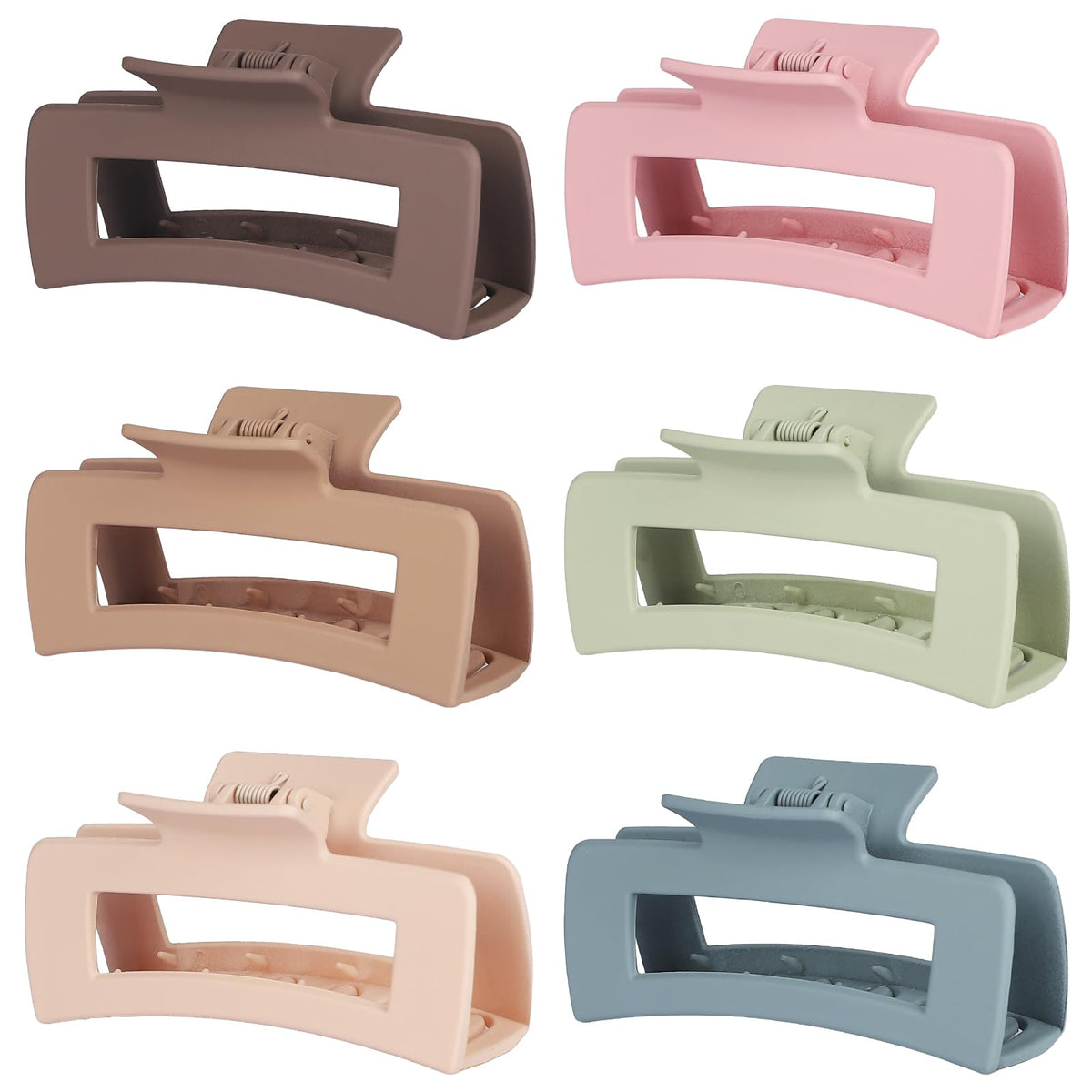Sisiaipu 4 Inch Big Hair Claw Clips 6 Pcs Large Claw for Thick Hair Square Hair Clips for Women Rectangle Hair Clips Nonslip Acrylic Banana Jaw Clips Hair Accessories for Girls (Amber)