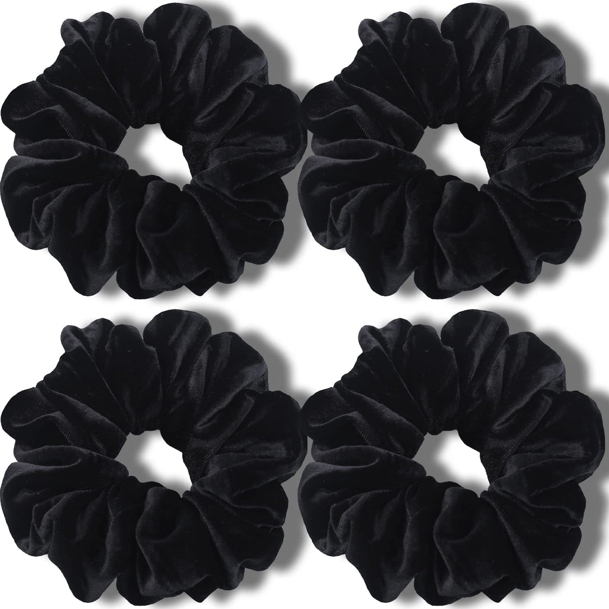 IVARYSS Extra Large Scrunchies for Women's Thick Hair, Premium Velvet Soft Jumbo Scrunchy, XL 6 inch Big Elastic Band Hair Accessories, 4 Pack, Neutral