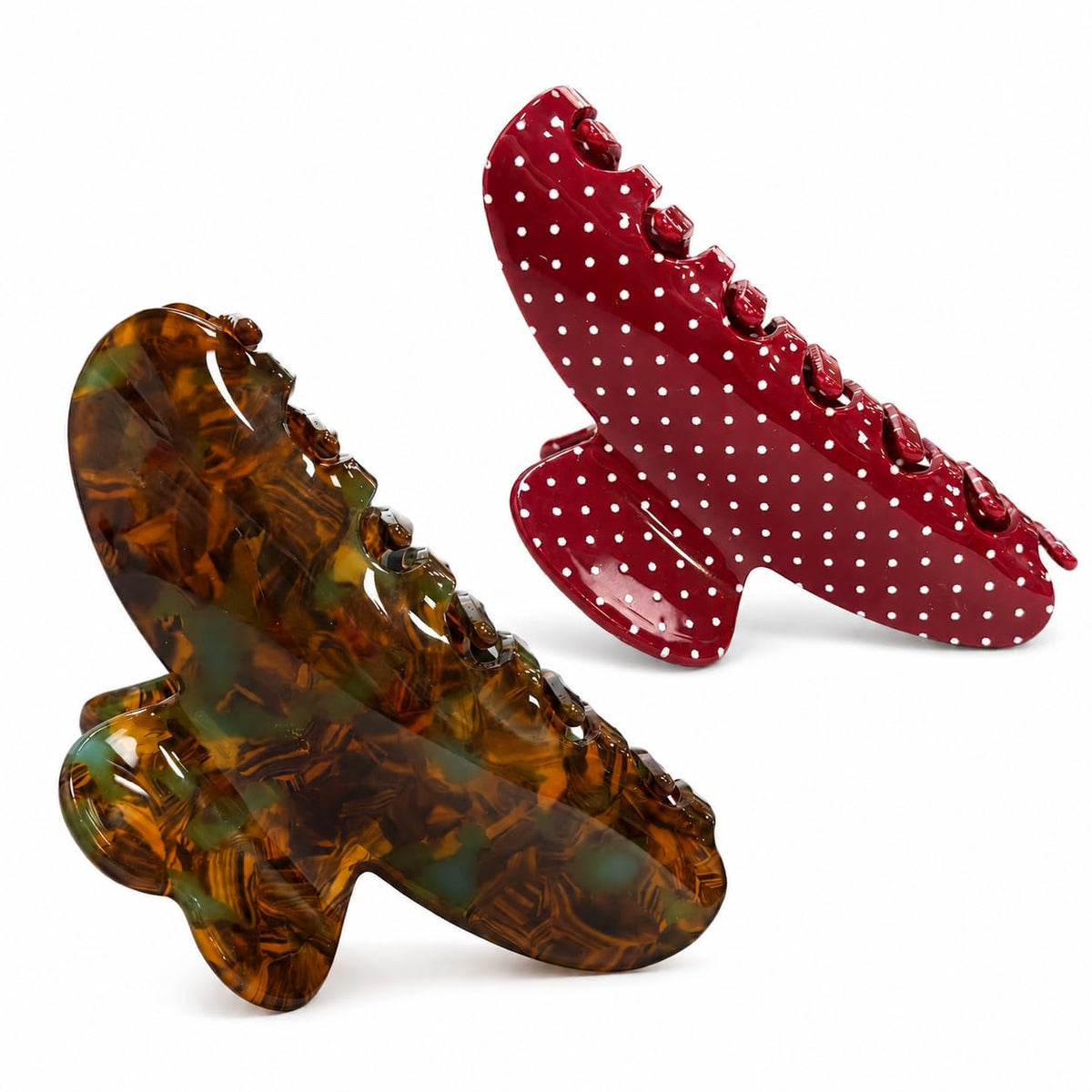 Acetate Hair Claw Clips for Women, Tortoise Shell or Polka Dot Large Hair Clips Strong Hold Hair Claws Gift Box Pack (Blue-1pcs)