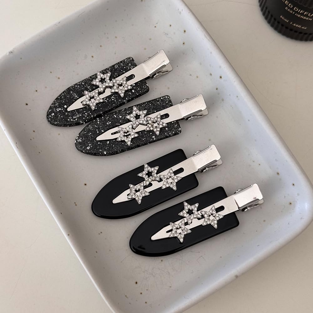 4PCS Creaseless Hair Clips No bend No Crease Hair Clip Makeup Clips for Women and Girls Flat Hair Clips for Hairstyling Salon Silver Handle (A)