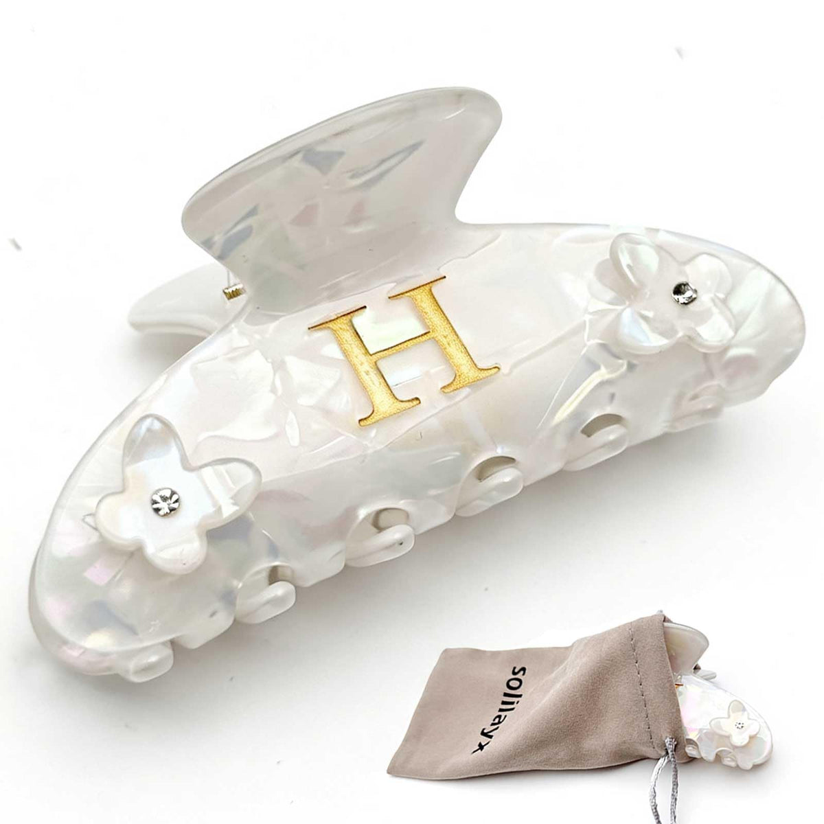 Butterfly Letter M Hair Clips, Personalized Initial Hair Claw for Medium Hair, Strong Acetate Barrettes, Trendy Fashion Accessories Gifts for Women Teen Girls