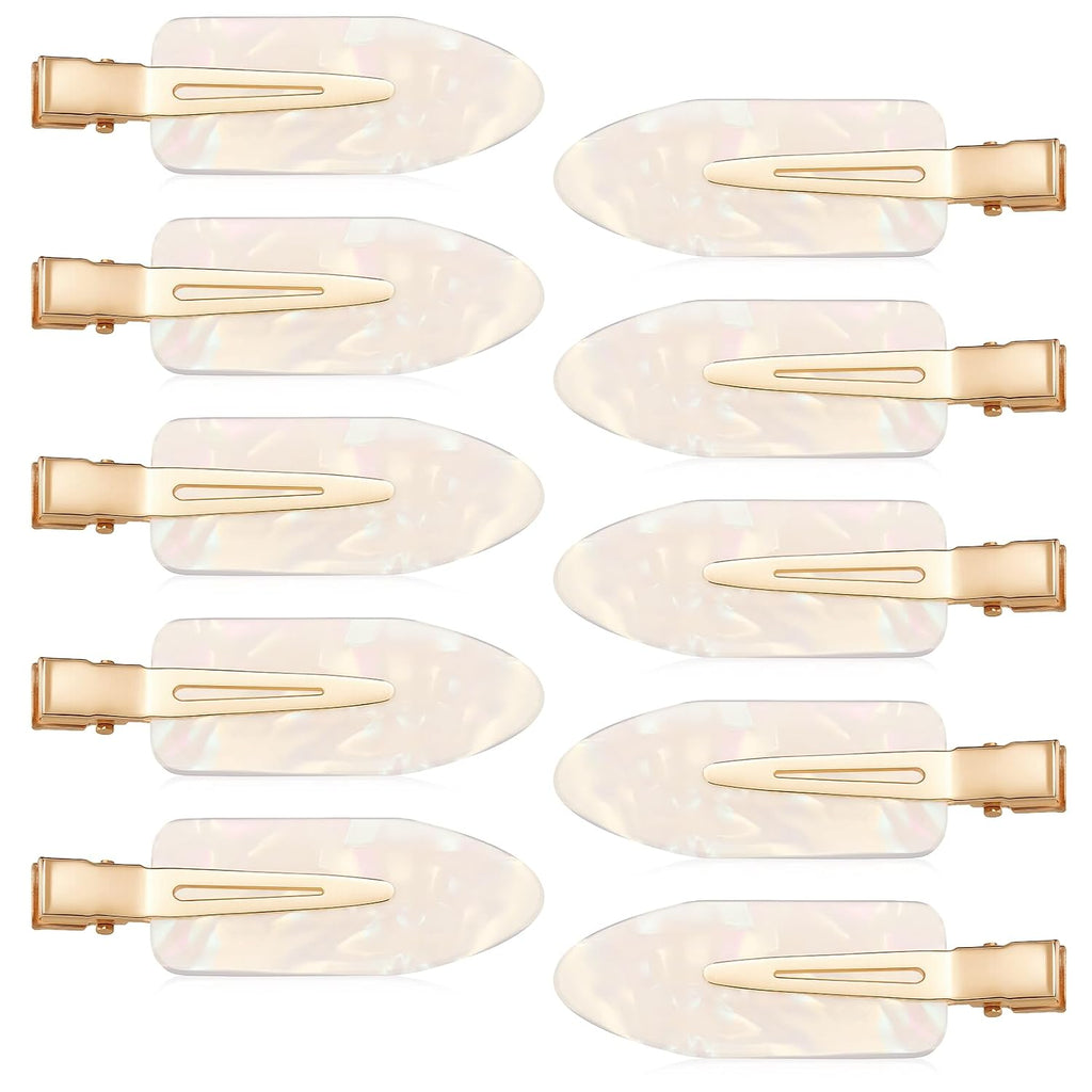 10 Pcs No Crease Hair Pins Flat Hair Makeup Clips Cute No Bend Accessories Small Duck Barrettes for Women Teen Girls Thin Fine Curly Styling Sectioning (White)